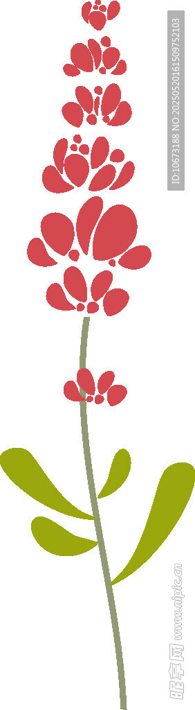 红色花卉图案设计元素