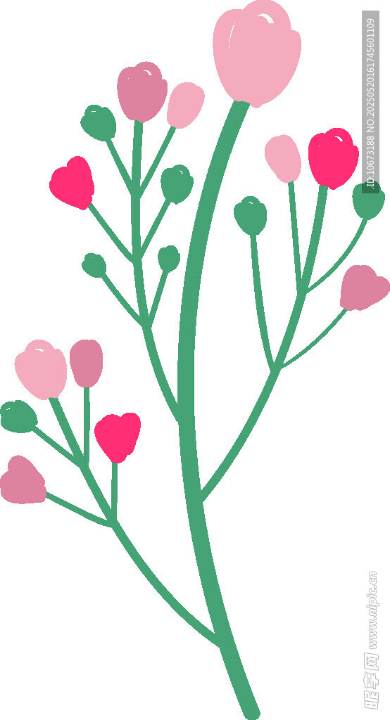 粉色花卉植物插画图案