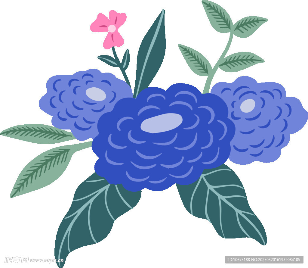 蓝色花卉插画