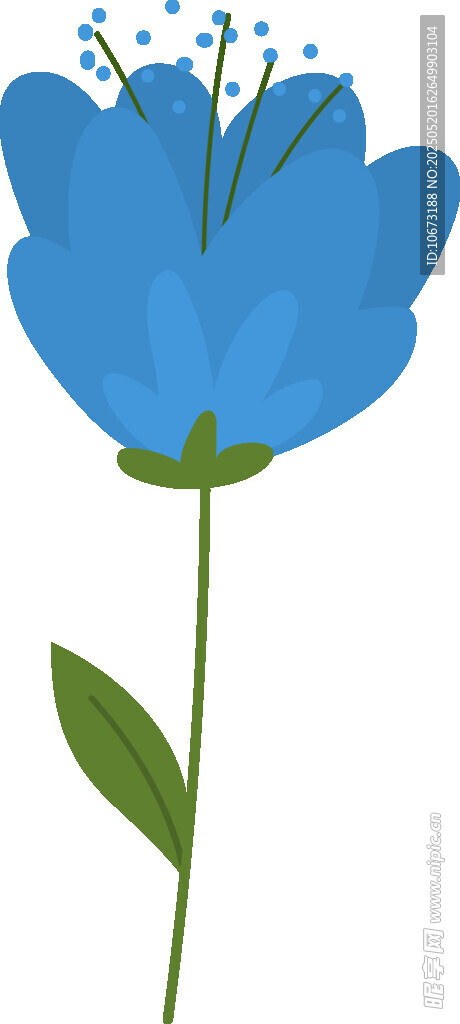 蓝色花朵插画