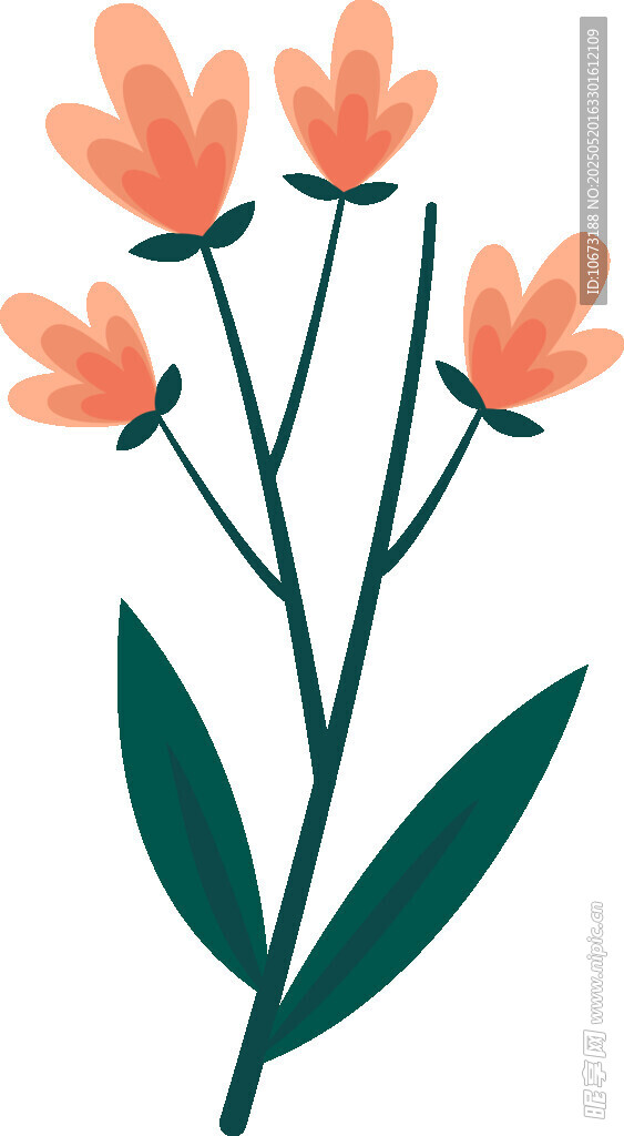 简约手绘橙色花朵插画