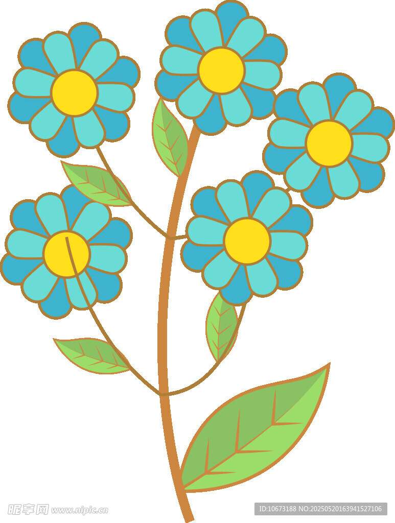 蓝色花朵插画