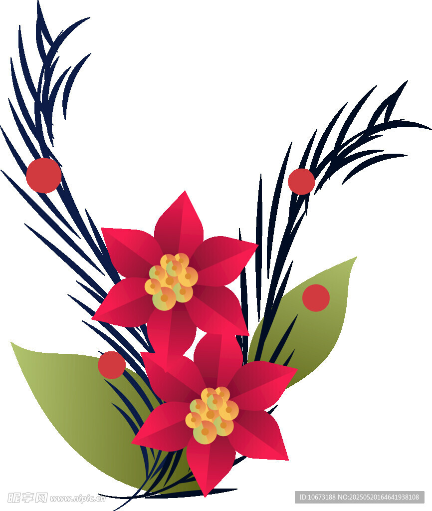 鲜艳花卉插画