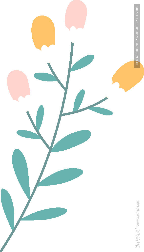 手绘清新花朵枝叶图案