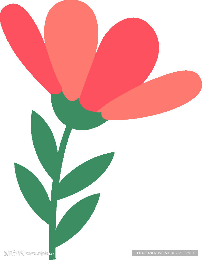 简约手绘粉色花朵插画