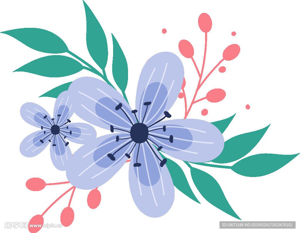 蓝色花卉插画