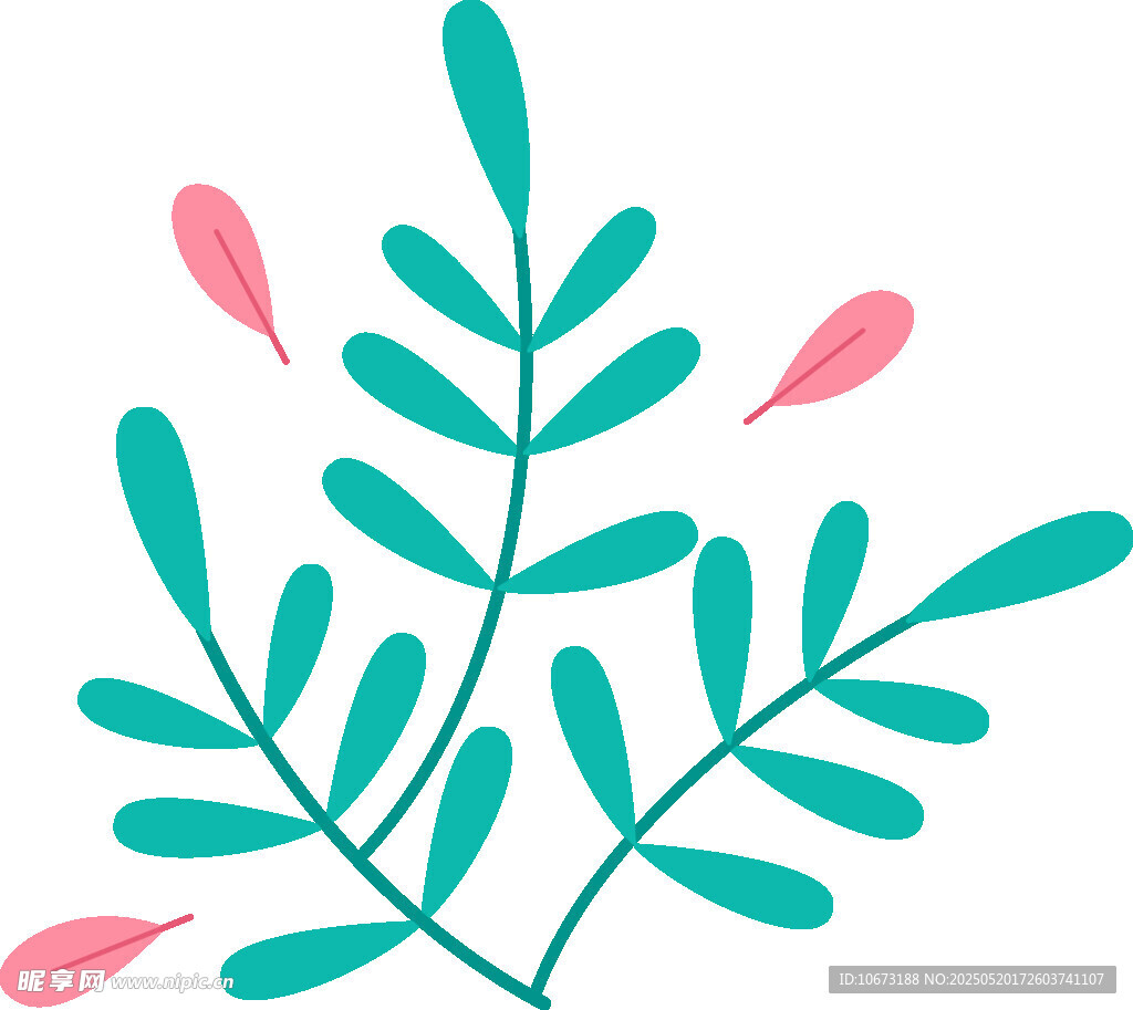 清新手绘植物枝叶图案