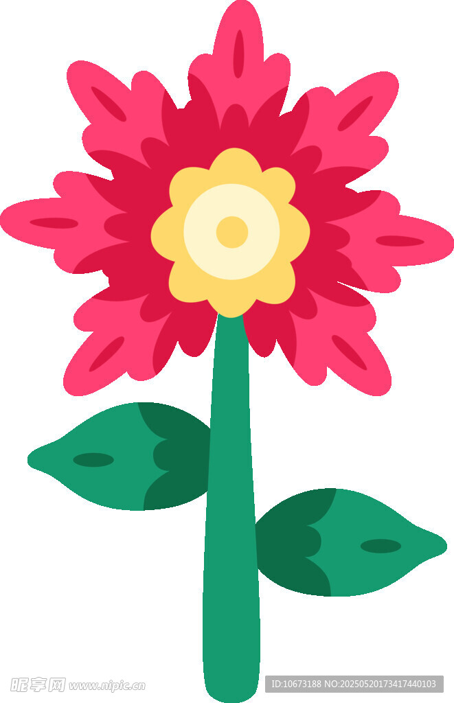 鲜艳单朵花卉插画