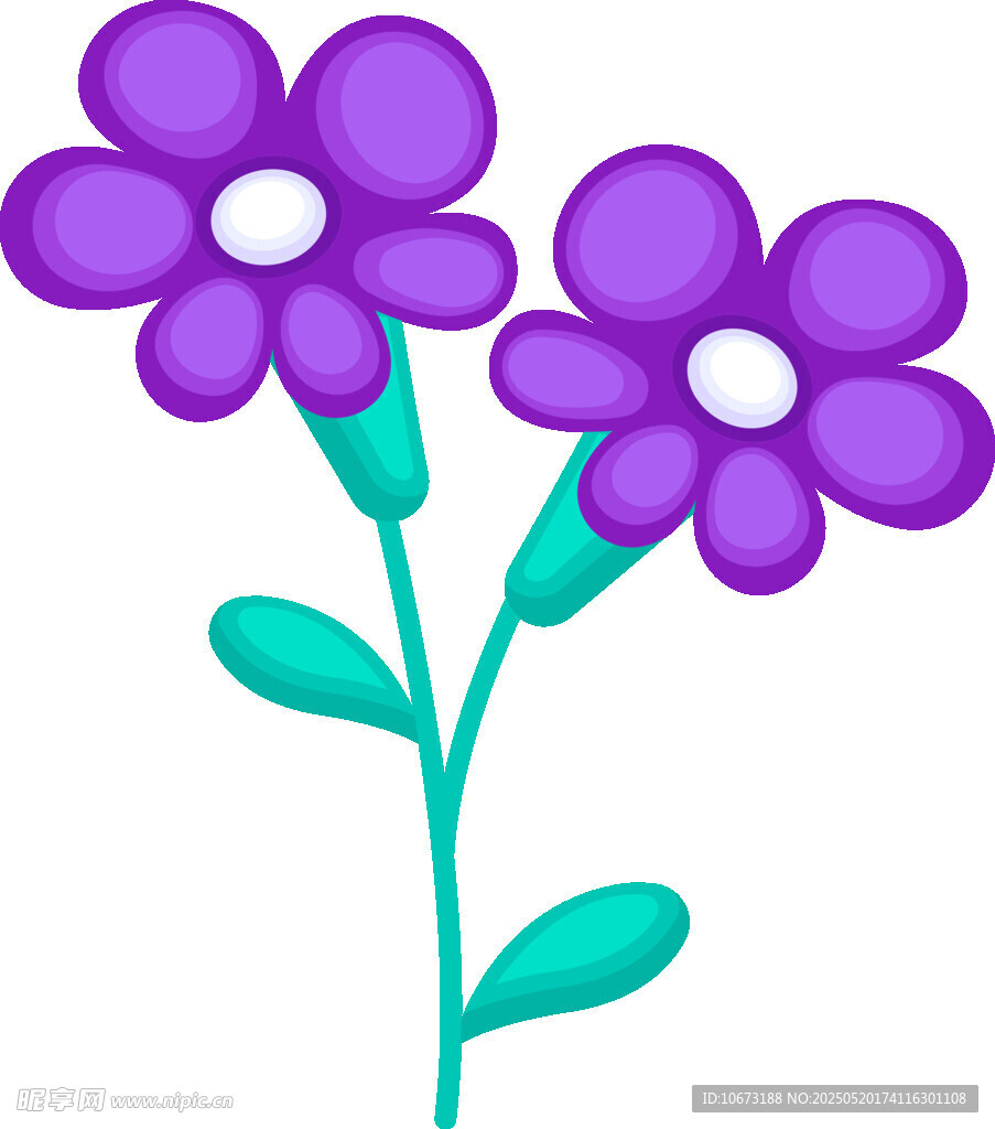 紫色双花插画