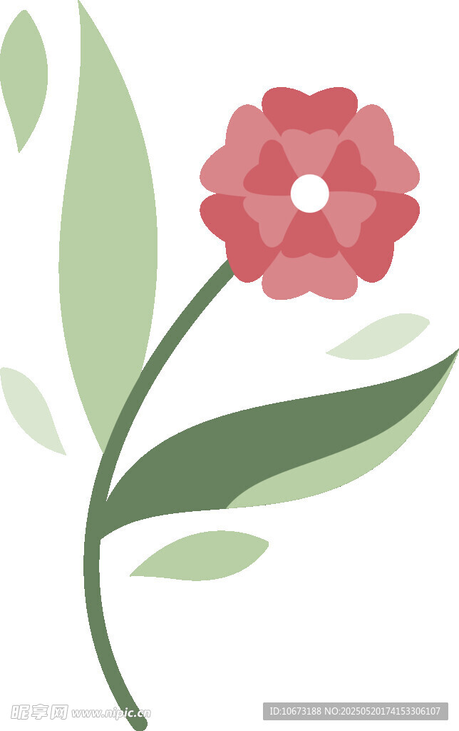 简约手绘粉色花朵插画