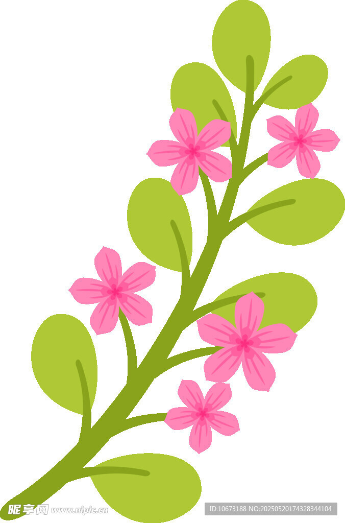 粉色小花绿叶植物枝条
