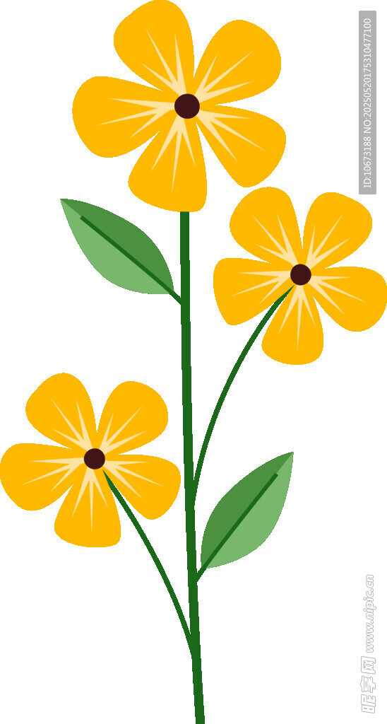 三朵黄色小花插画