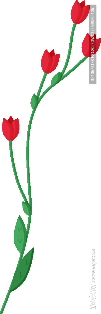 红色花朵藤蔓装饰图案