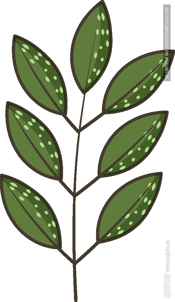 手绘绿色叶片植物图案