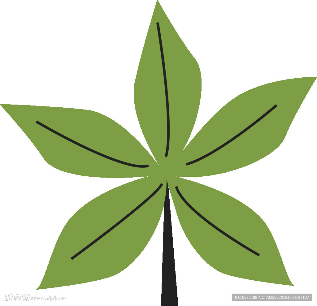 五瓣绿叶植物图标