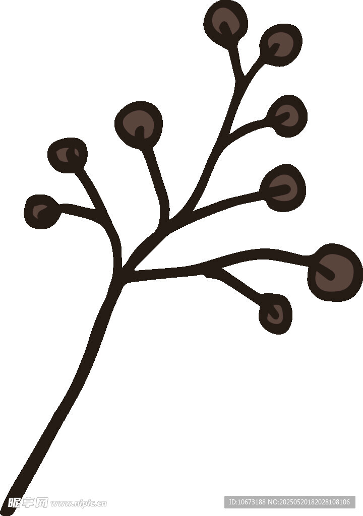 简约手绘植物枝条图案