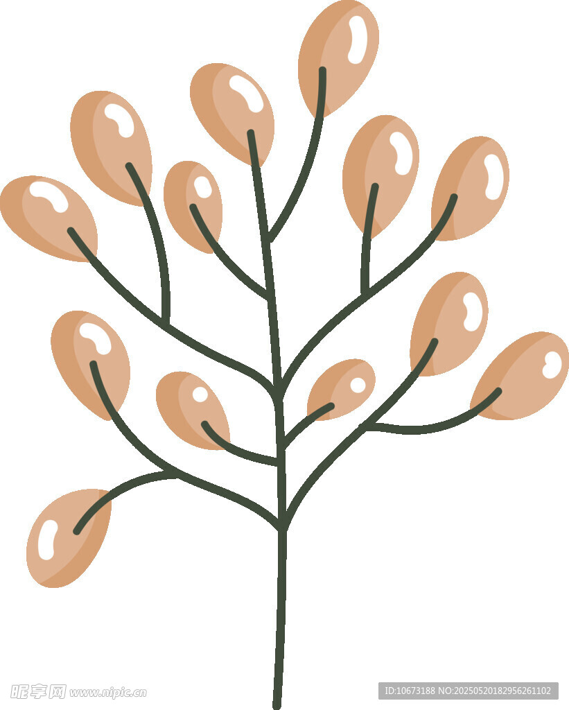 简约手绘风植物枝条图案