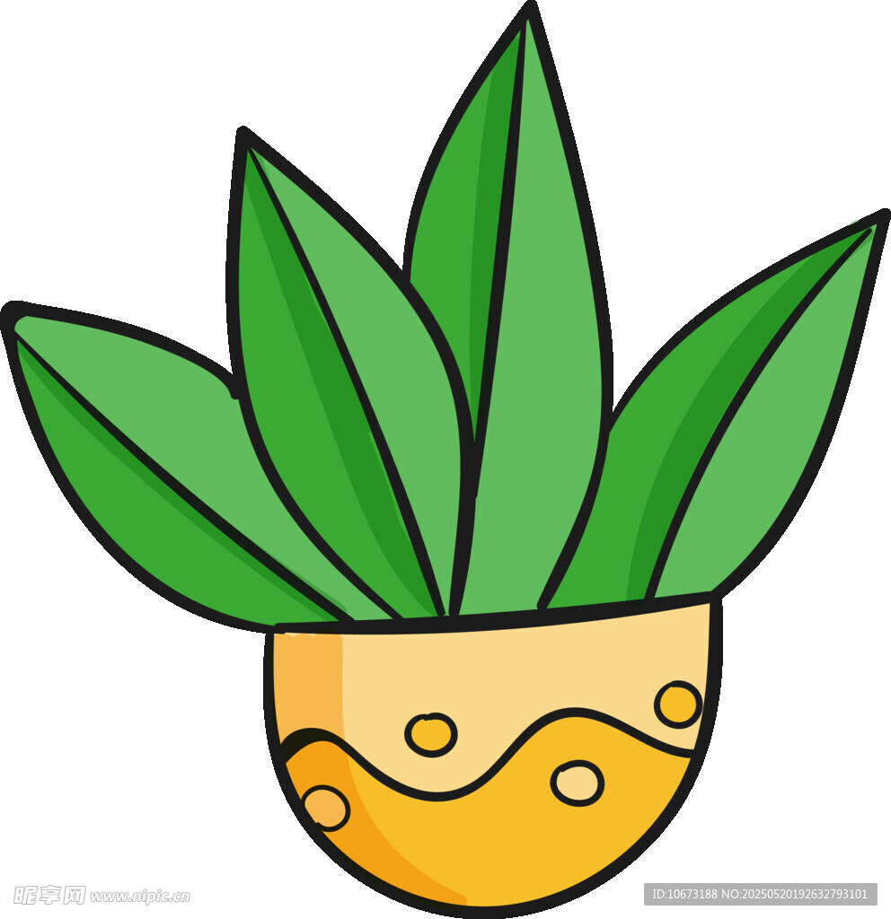 卡通盆栽植物插画