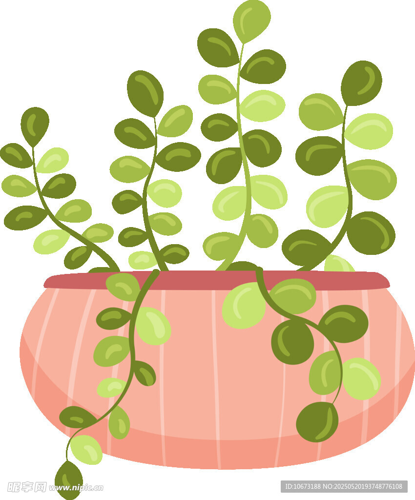 粉色花盆中的翠绿植物