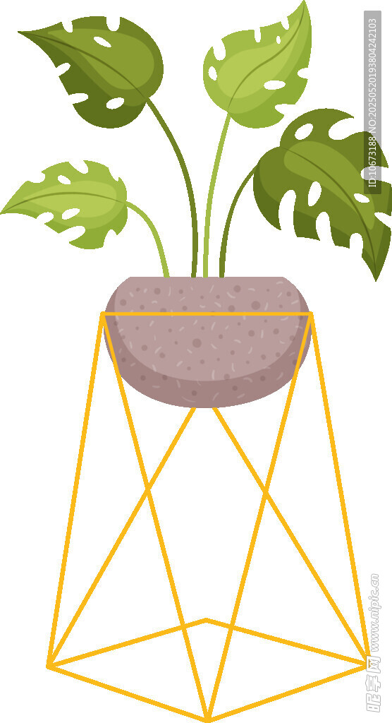 几何架上的绿植盆栽
