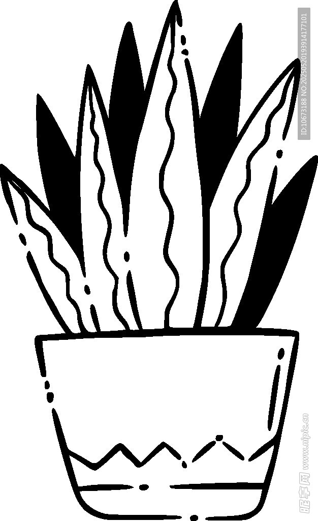 简约盆栽插画