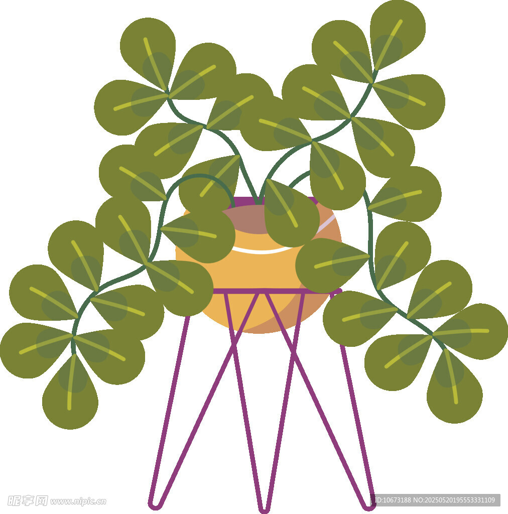 简约风绿植盆栽插画