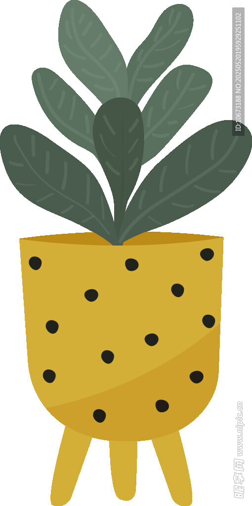黄色波点盆栽植物摆件