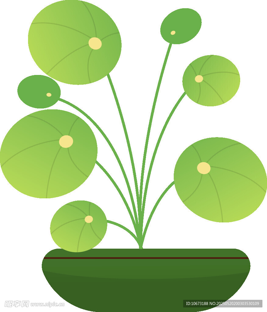 盆栽绿植荷叶插画