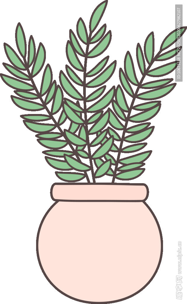 简约盆栽插画