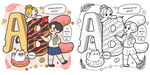 卡通风格字母A插画设计