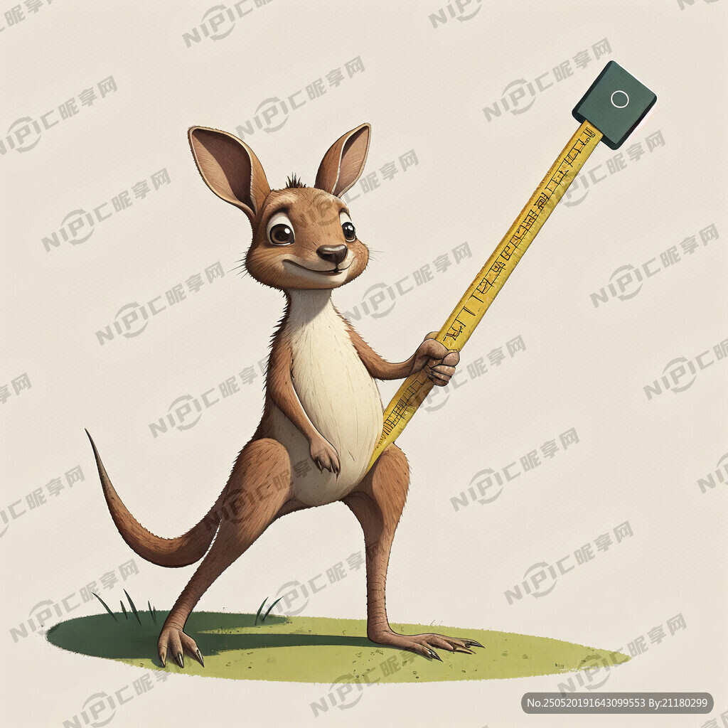一只和树形身高尺比身高的卡通袋