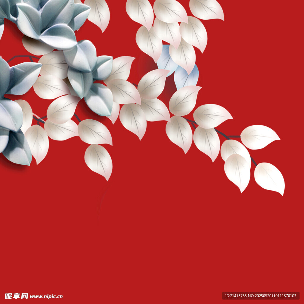 蓝白花卉