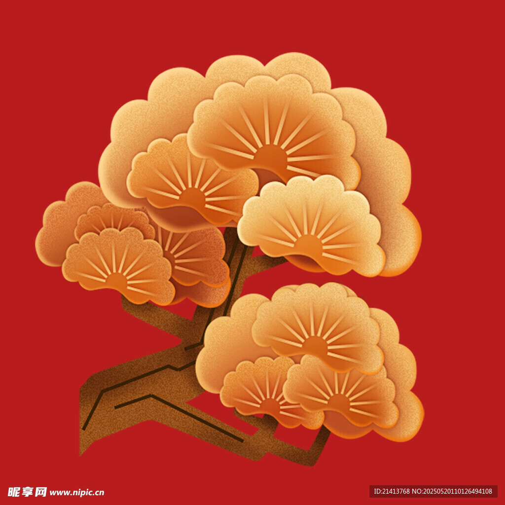 金色松枝贺图