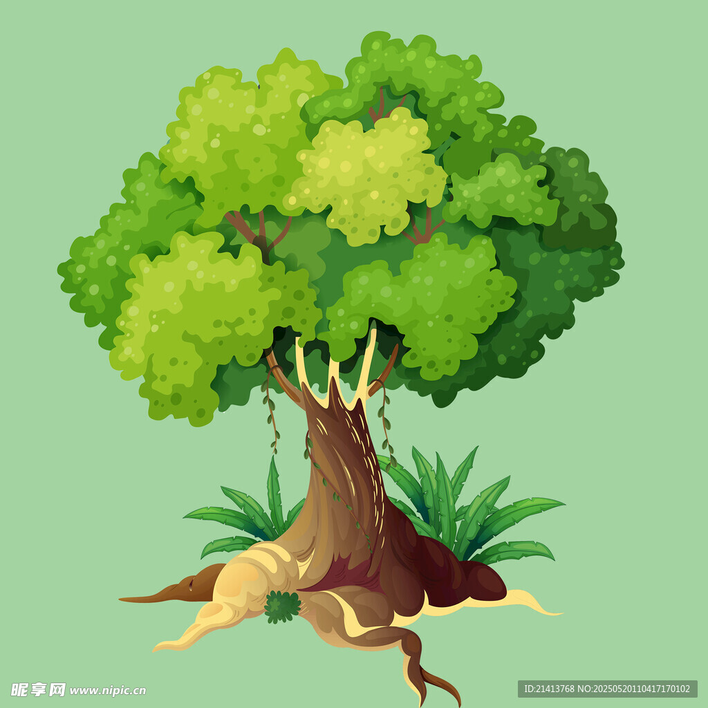 绿色大树插画