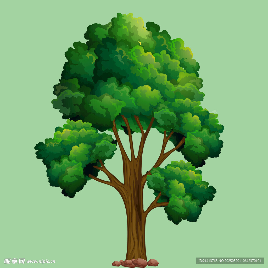 茂盛绿树插画