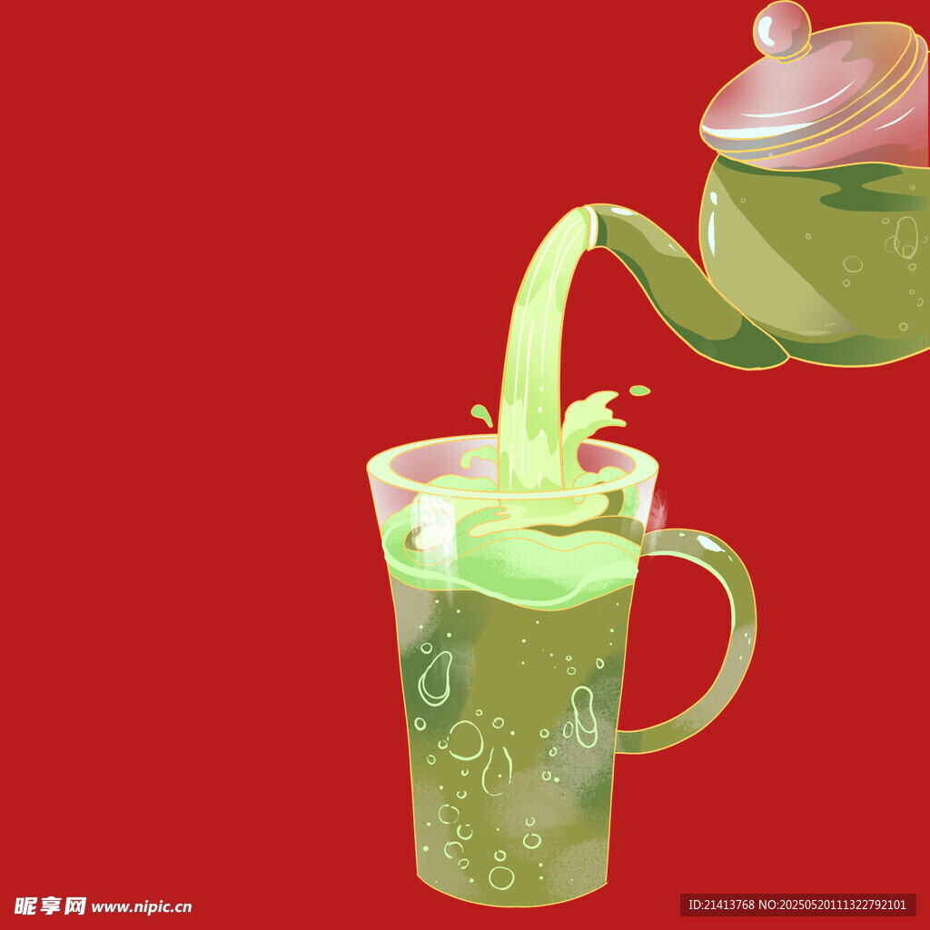 泡茶插画