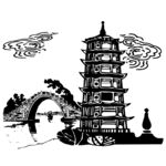 古风塔桥景致