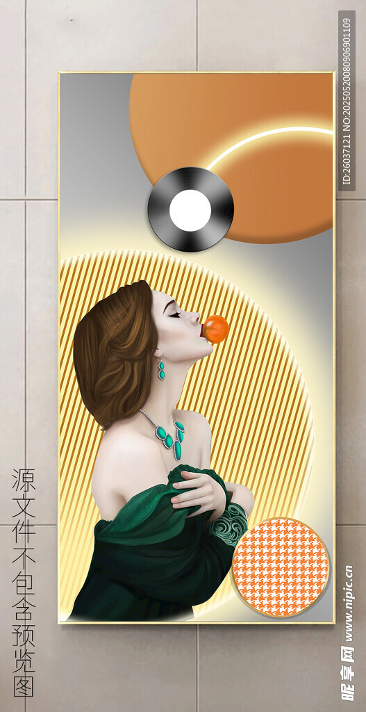 现代光影美女抽象几何爱马仕玄关