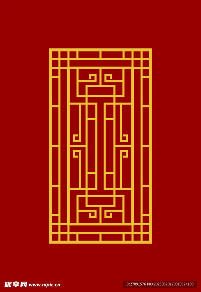 中式古典金色窗棂图案