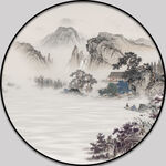 优雅意境山水新中式圆形禅意玄关
