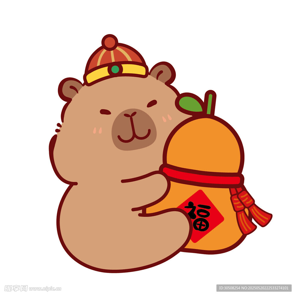 卡皮巴拉抱福瓜贺岁形象