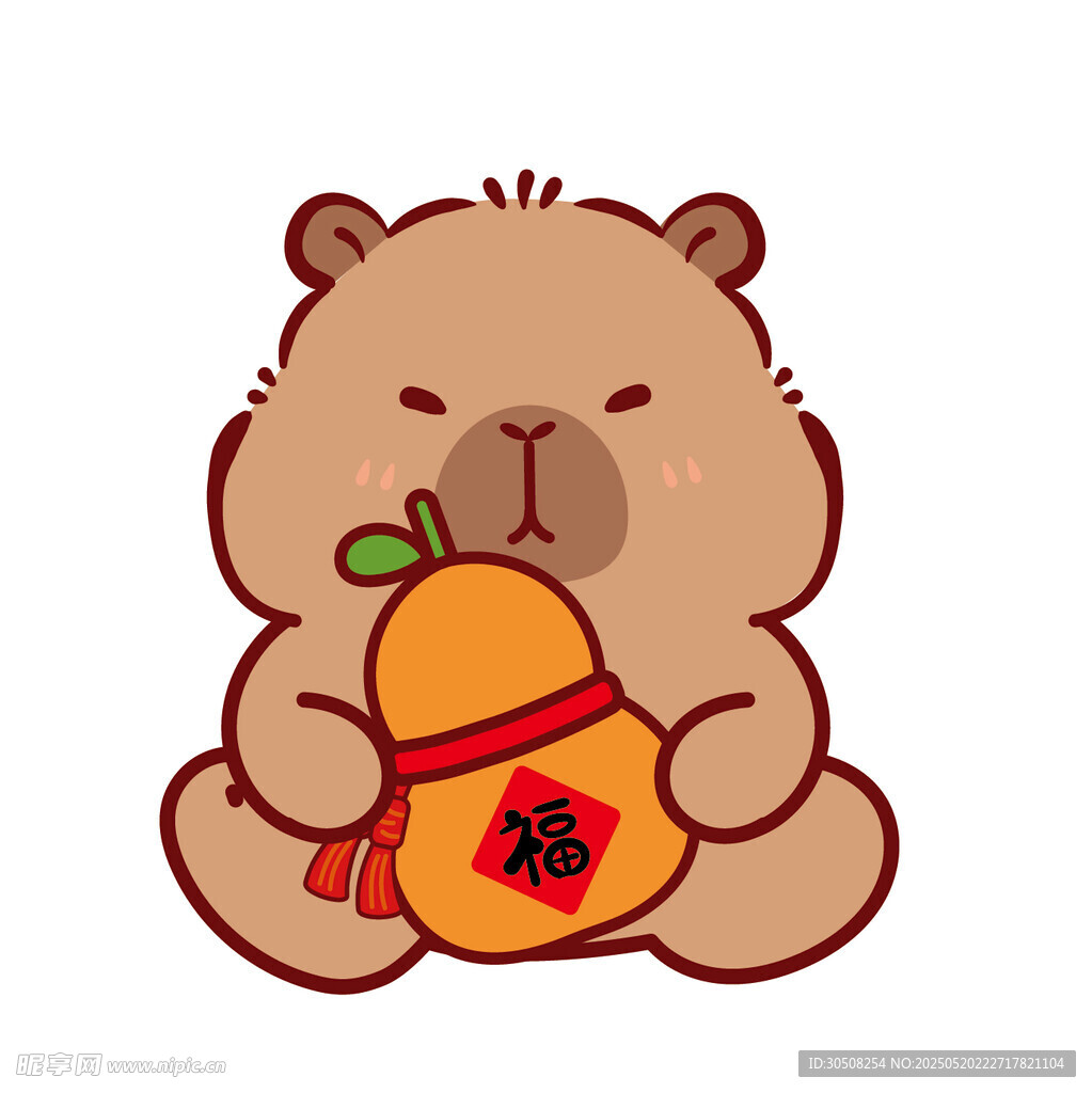 抱福袋的卡皮巴拉水豚