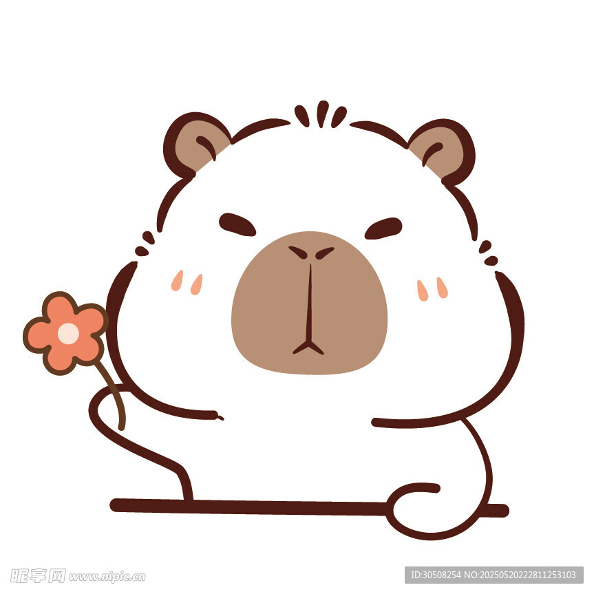 抱花可爱卡皮巴拉