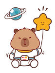 卡皮巴拉宇航员手持星星气球