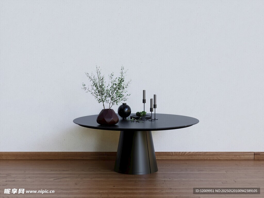 简约风黑色圆桌室内摆件