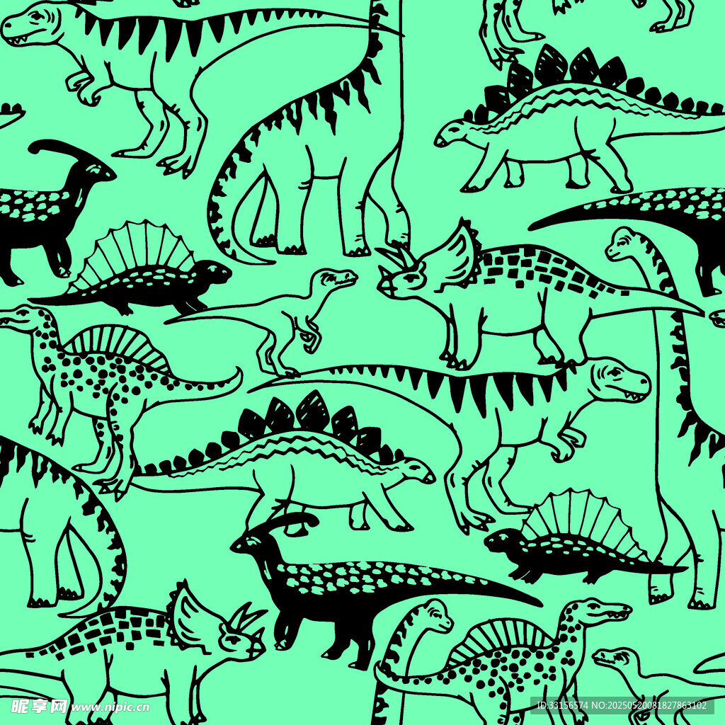 恐龙图案背景的趣味插画