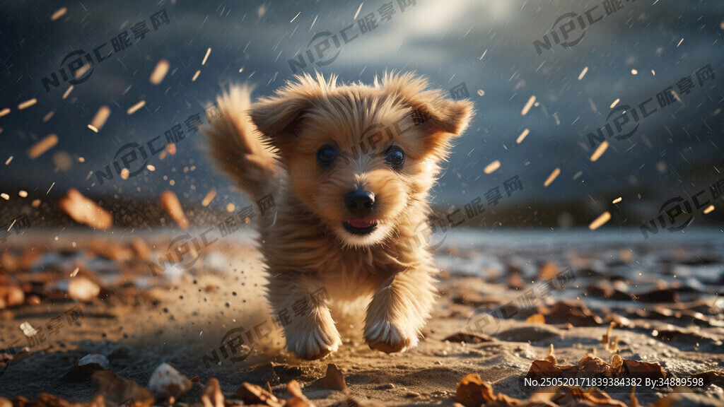 狂风吹的小狗满地跑