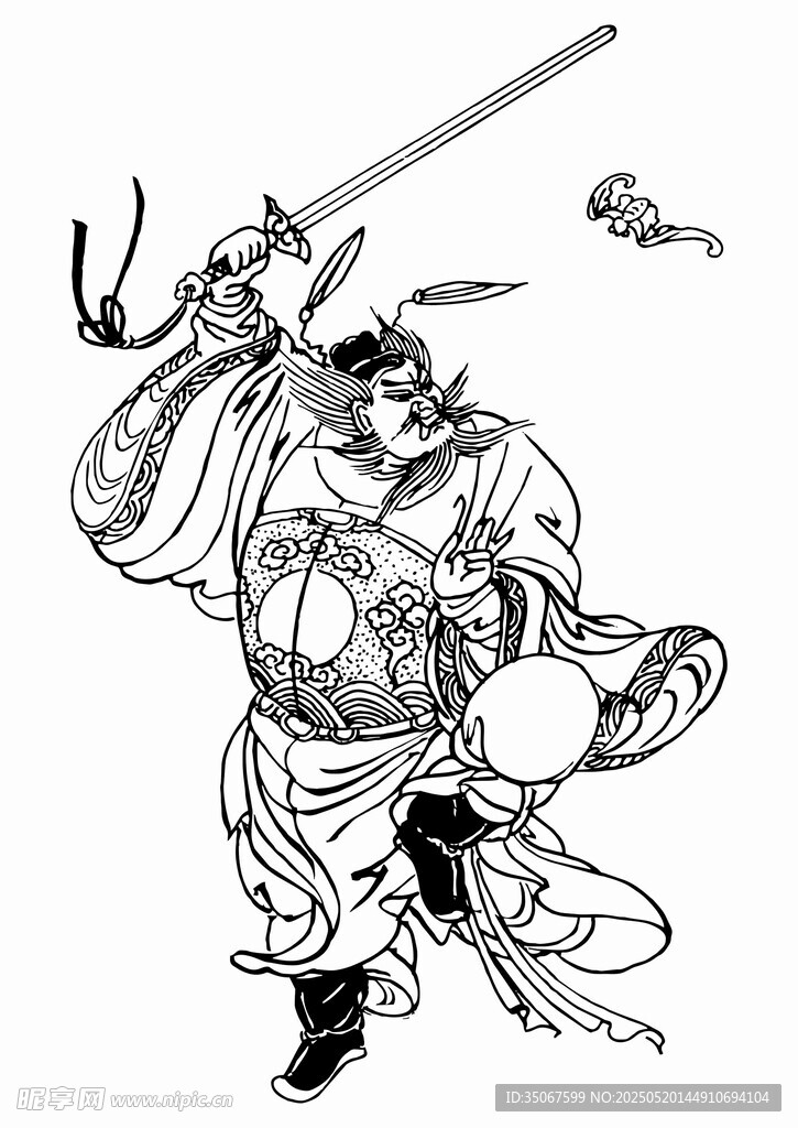 手持双剑的古代武者形象