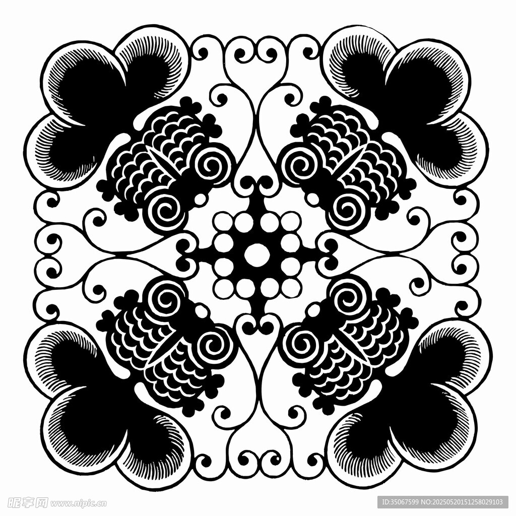 黑白对称花纹装饰图案