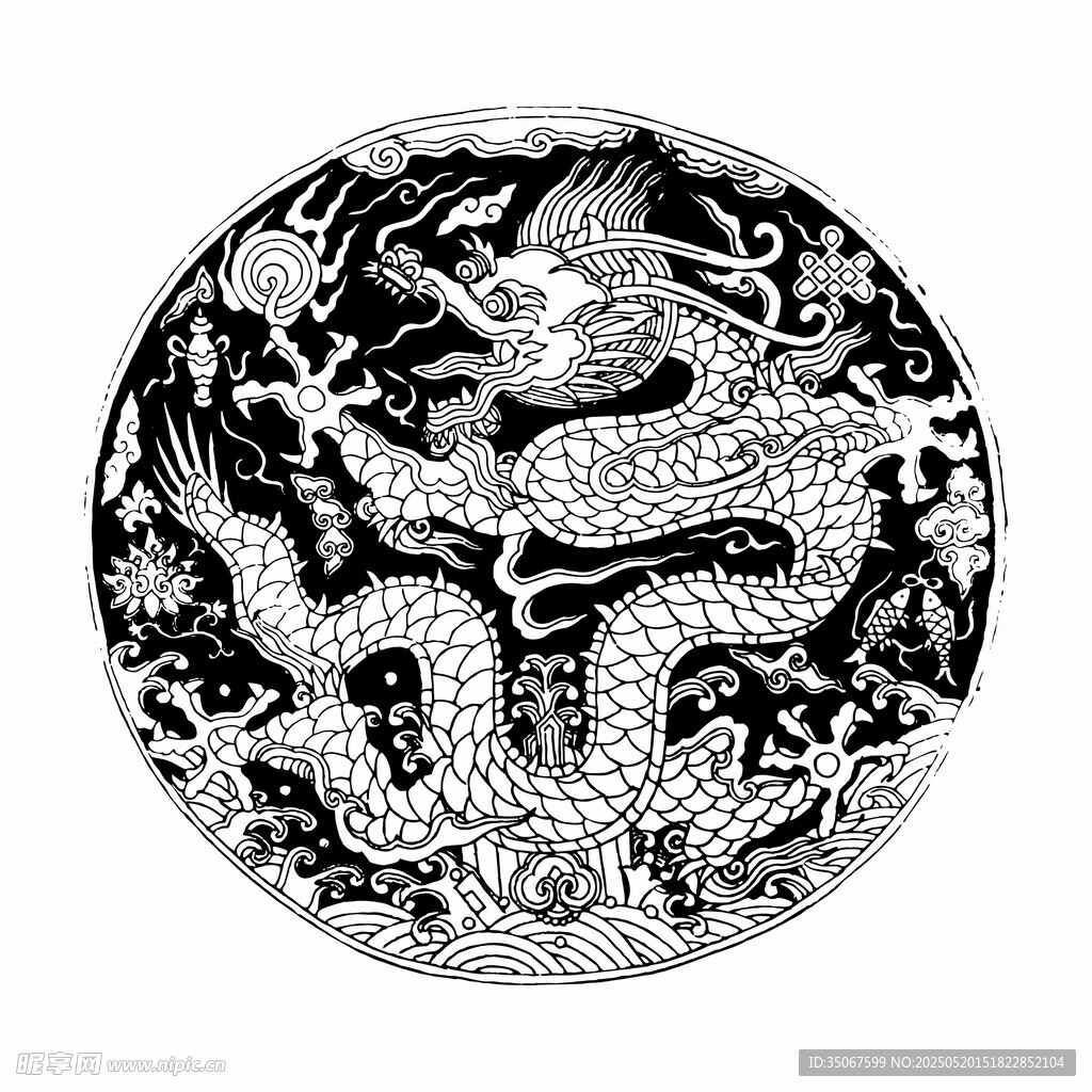 圆形龙纹图案